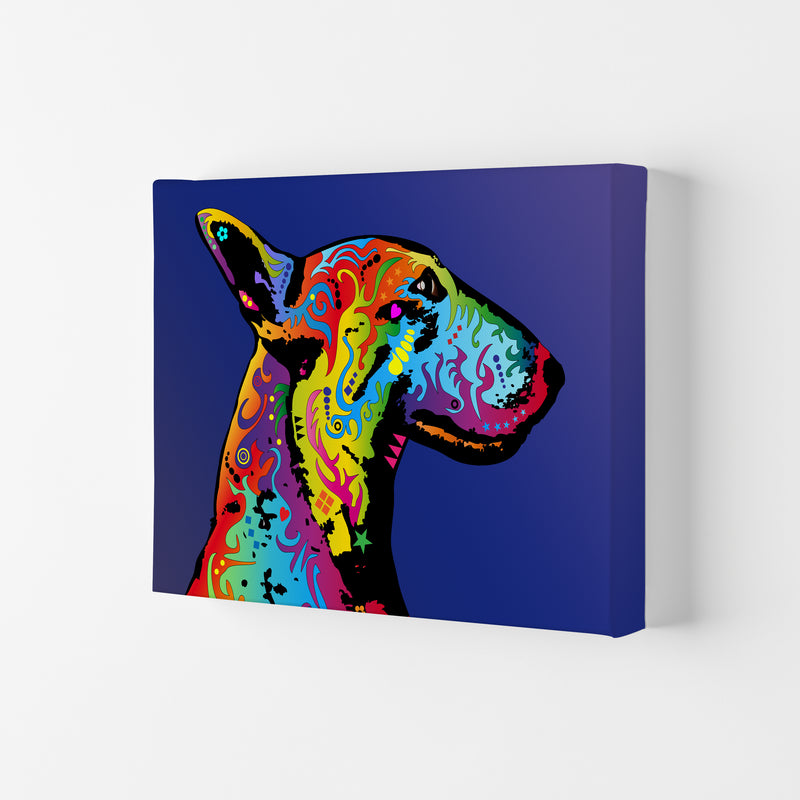 English Bull Terrier Dog Blue Art Print by Michael Tompsett Canvas