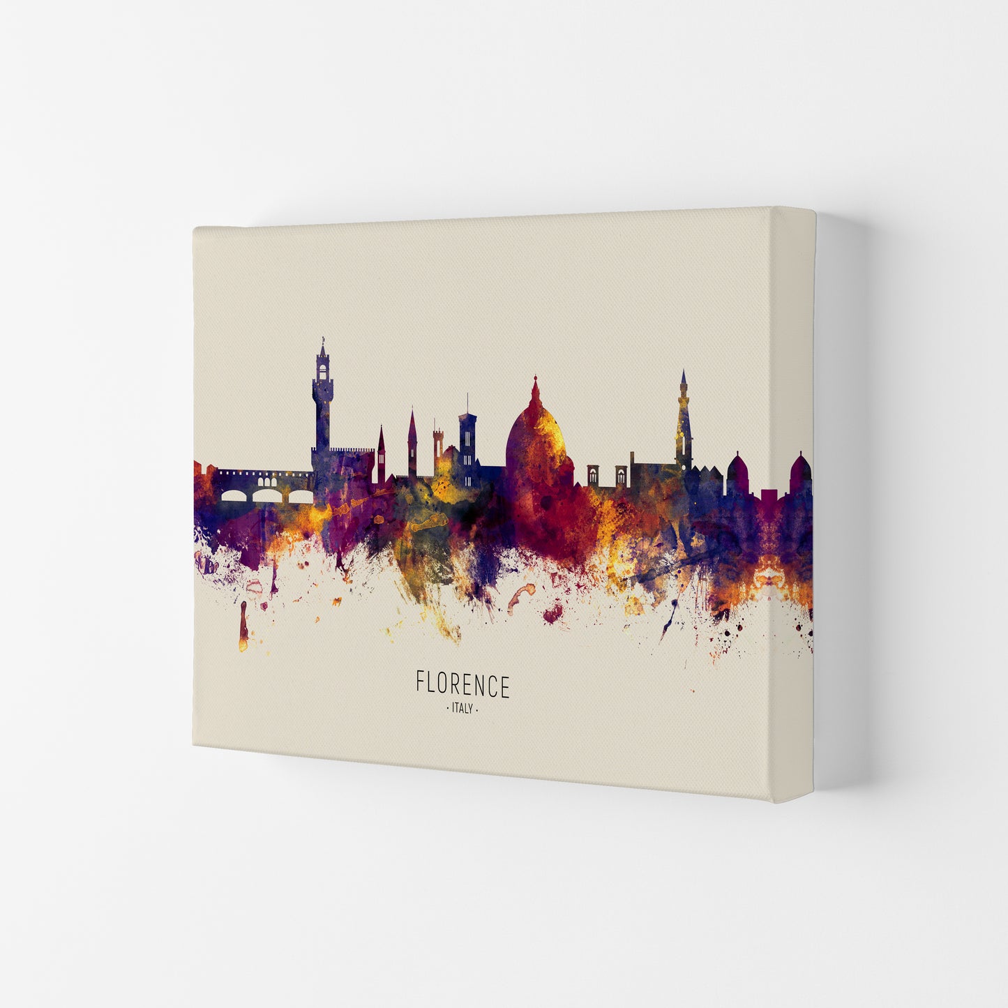 Florence Italy Skyline Autumn City Name Art Print by Michael Tompsett Canvas