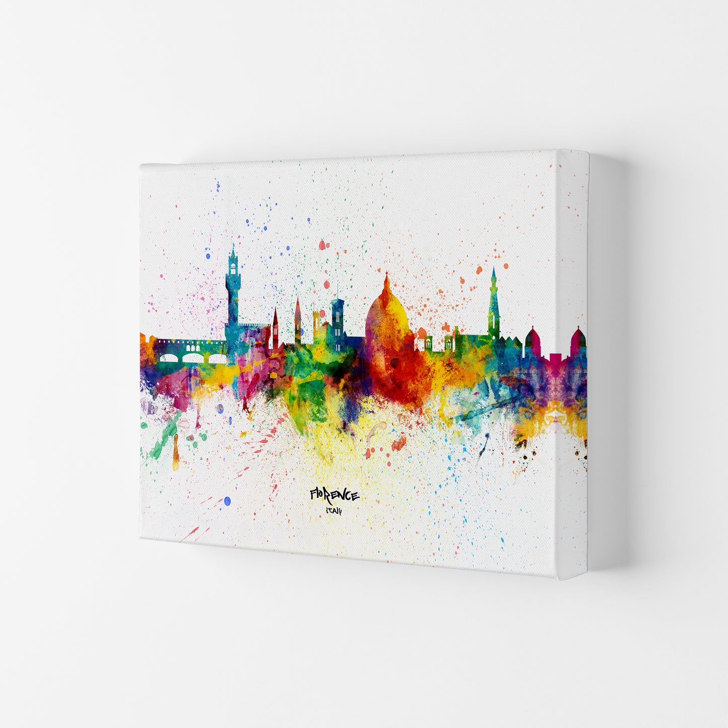 Florence Italy Skyline Splash Art Print by Michael Tompsett Canvas