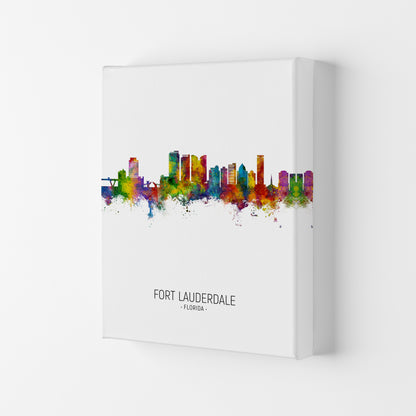 Fort Lauderdale Florida Skyline Portrait Art Print by Michael Tompsett Canvas