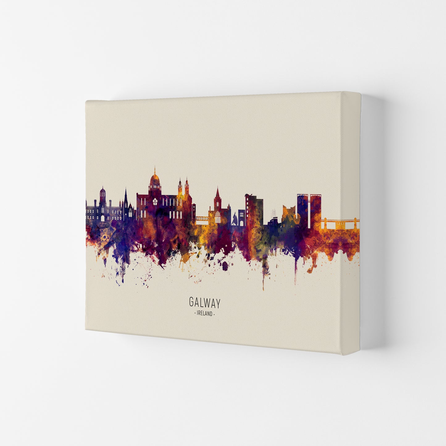 Galway Ireland Skyline Autumn City Name Art Print by Michael Tompsett Canvas