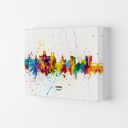 Galway Ireland Skyline Splash Art Print by Michael Tompsett Canvas