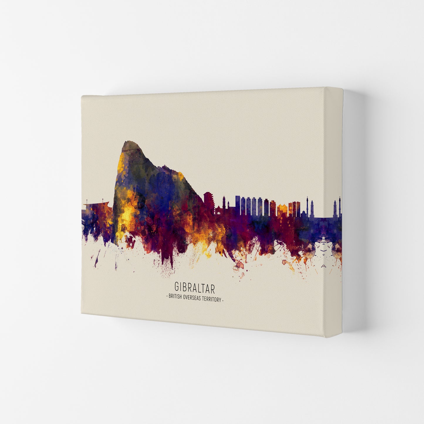 Gibraltar Skyline Autumn City Name Art Print by Michael Tompsett Canvas