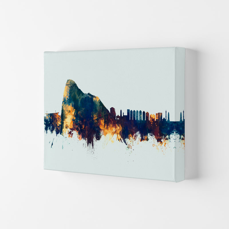 Gibraltar Skyline Blue Orange Art Print by Michael Tompsett Canvas