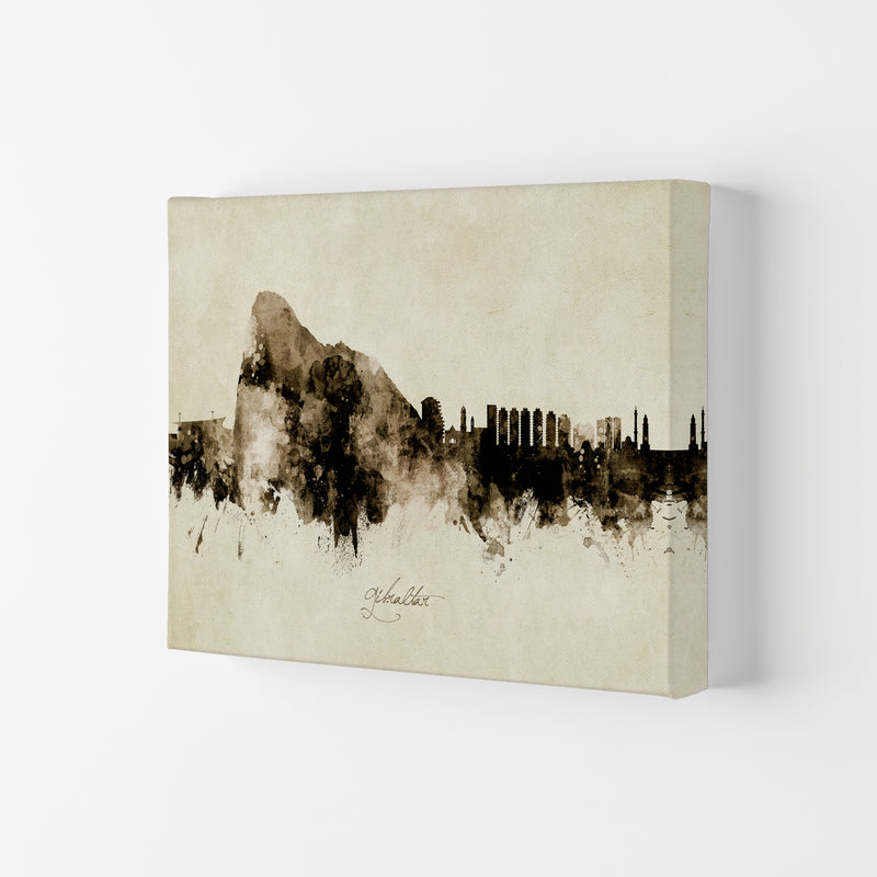 Gibraltar Skyline Vintage Art Print by Michael Tompsett Canvas