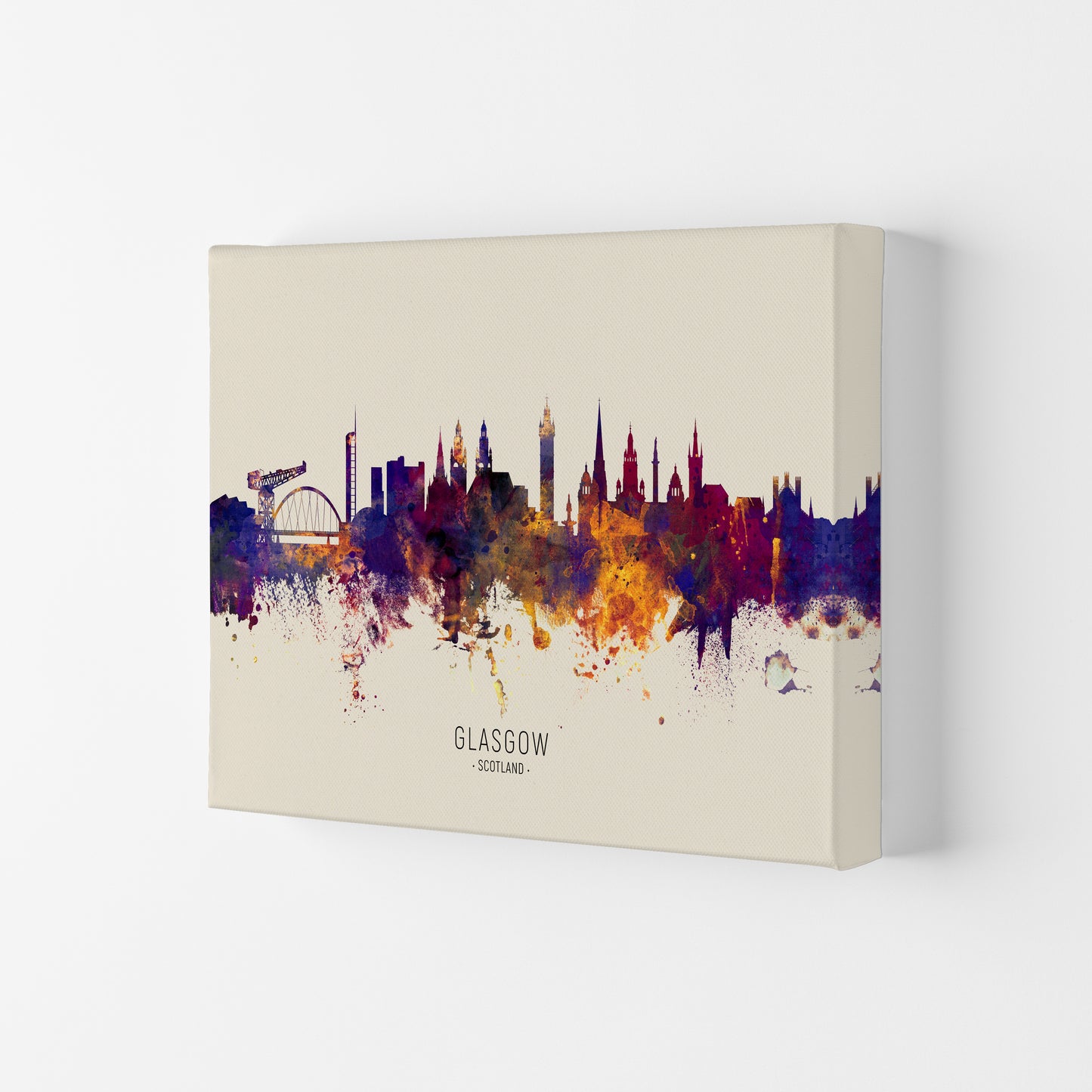 Glasgow Scotland Skyline Autumn City Name Art Print by Michael Tompsett Canvas