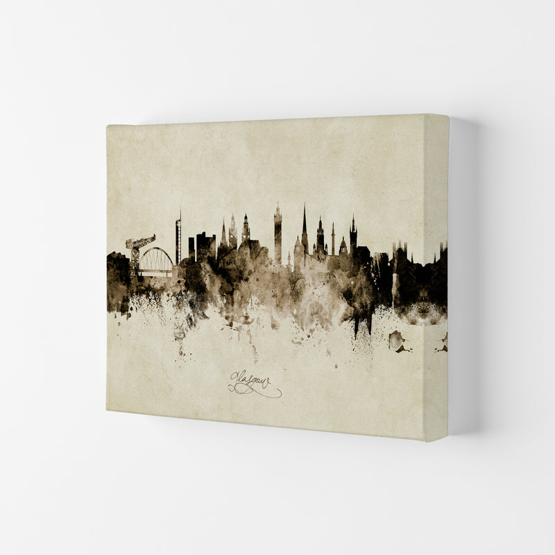 Glasgow Scotland Skyline Vintage Art Print by Michael Tompsett Canvas