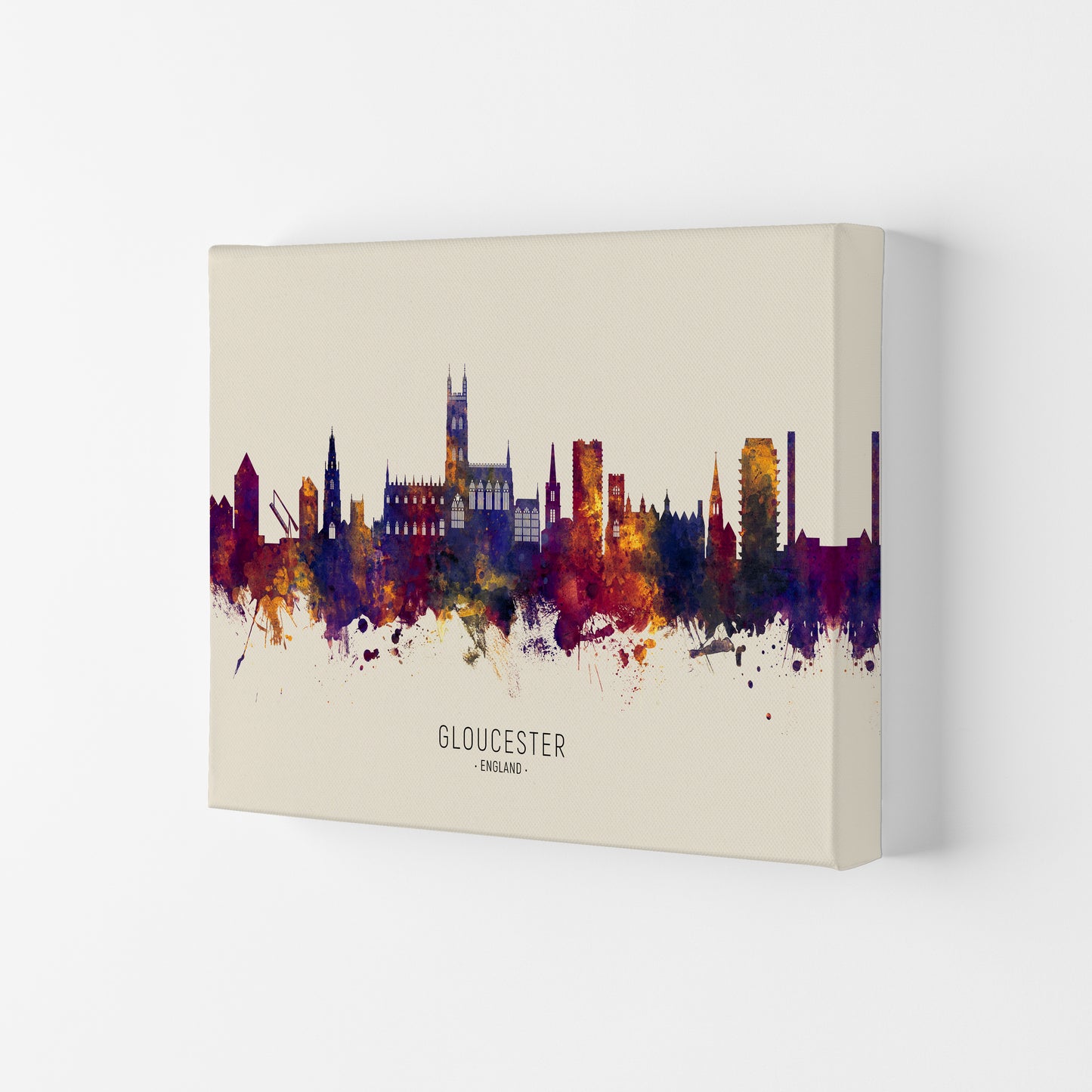 Gloucester England Skyline Autumn City Name Art Print by Michael Tompsett Canvas