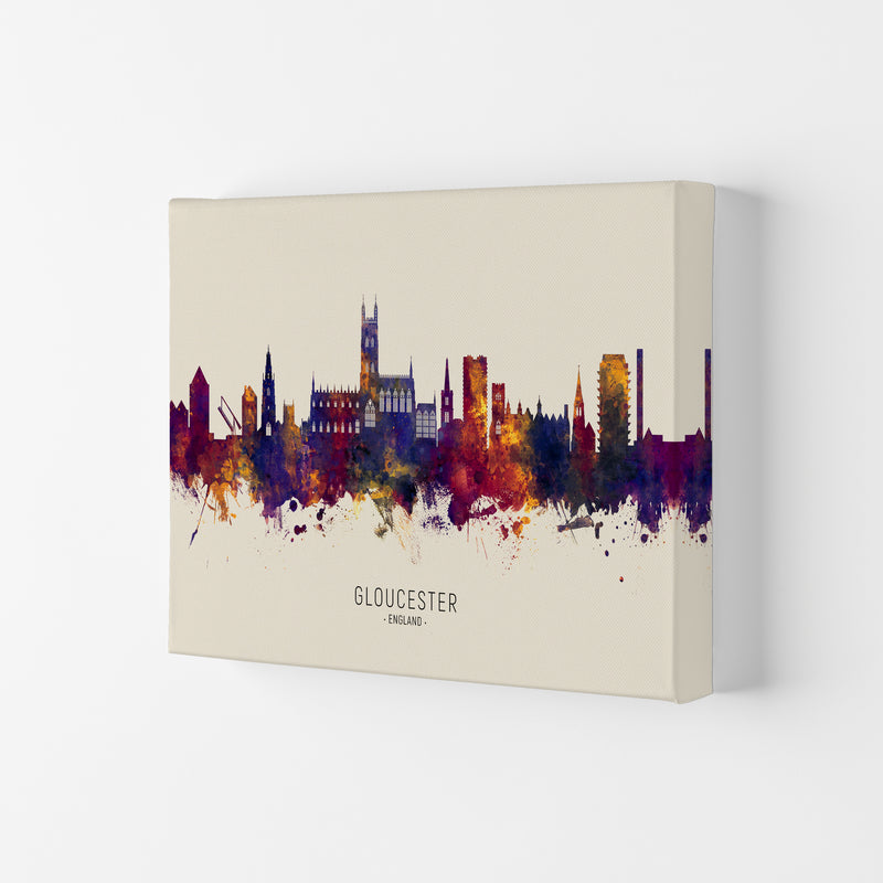 Gloucester England Skyline Autumn City Name Art Print by Michael Tompsett Canvas