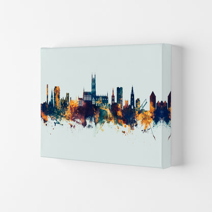 Gloucester England Skyline Blue Orange Art Print by Michael Tompsett Canvas