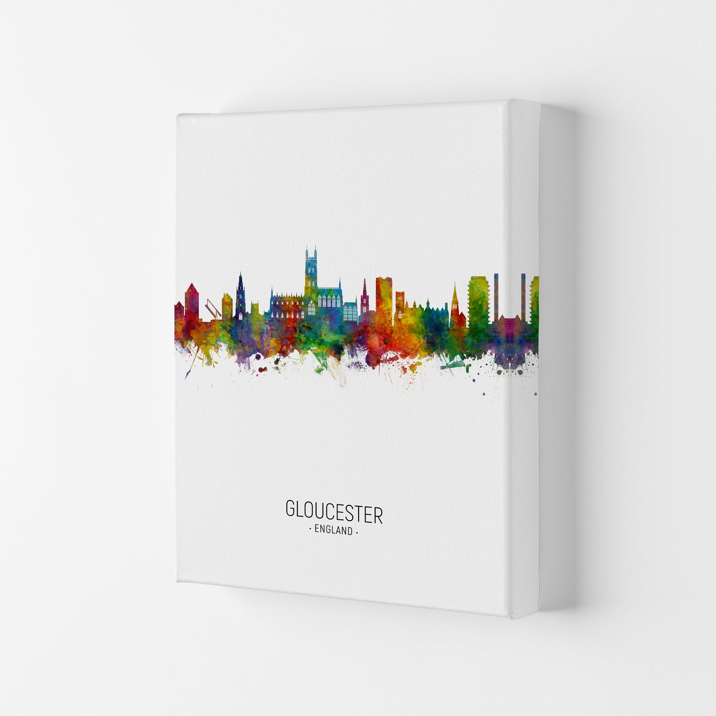 Gloucester England Skyline Portrait Art Print by Michael Tompsett Canvas