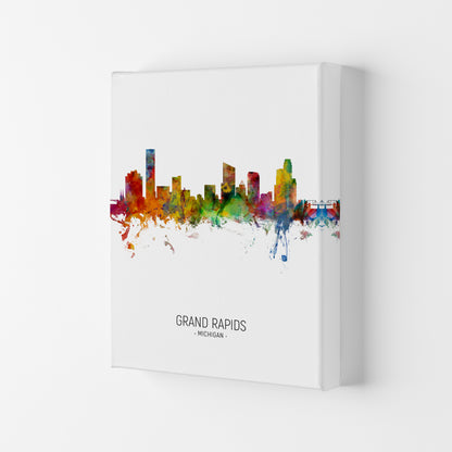 Grand Rapids Michigan Skyline Portrait Art Print by Michael Tompsett Canvas