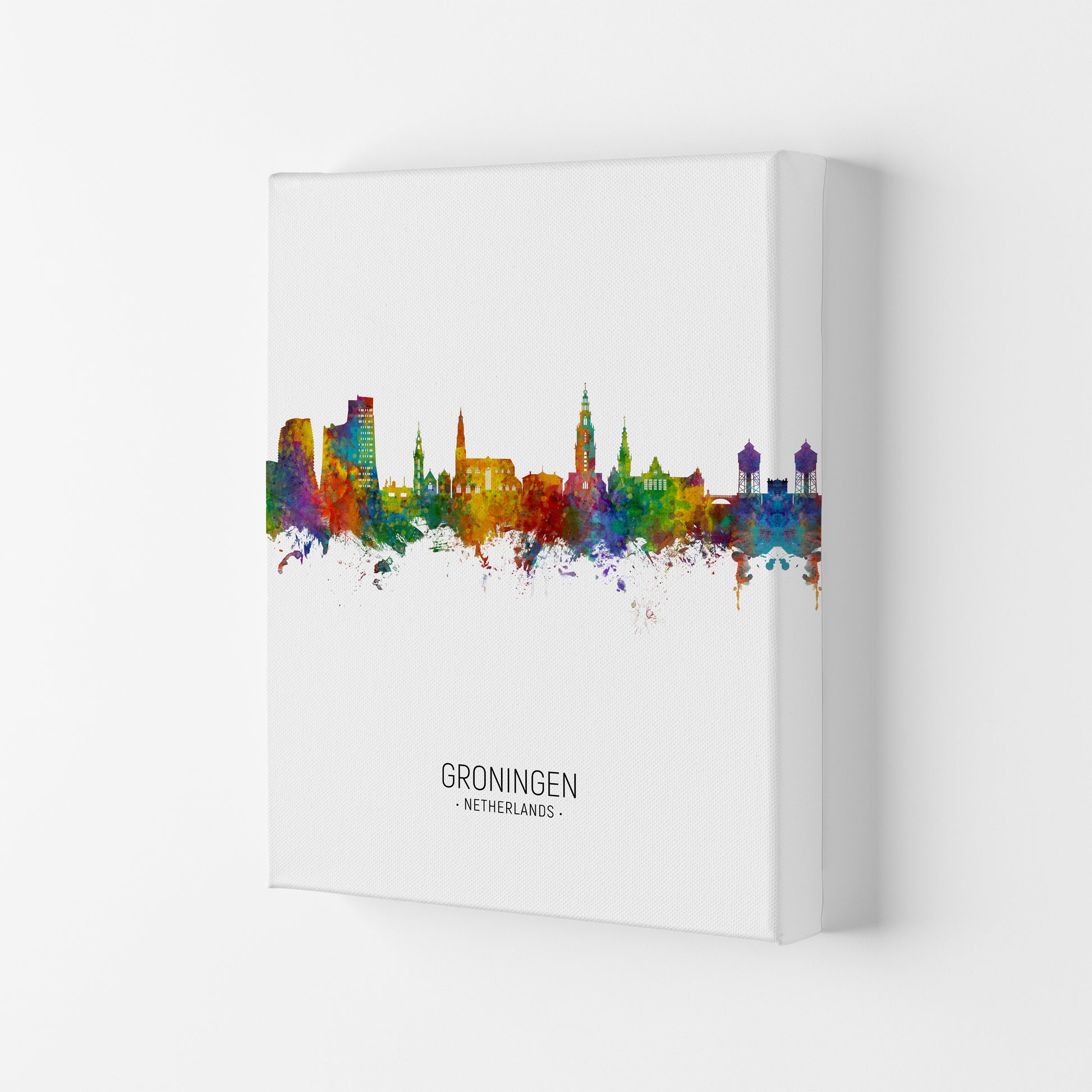 Groningen Netherlands Skyline Portrait Art Print by Michael Tompsett Canvas