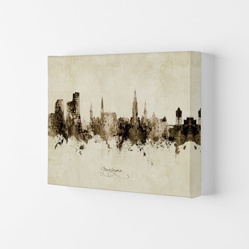 Groningen Netherlands Skyline Vintage Art Print by Michael Tompsett Canvas
