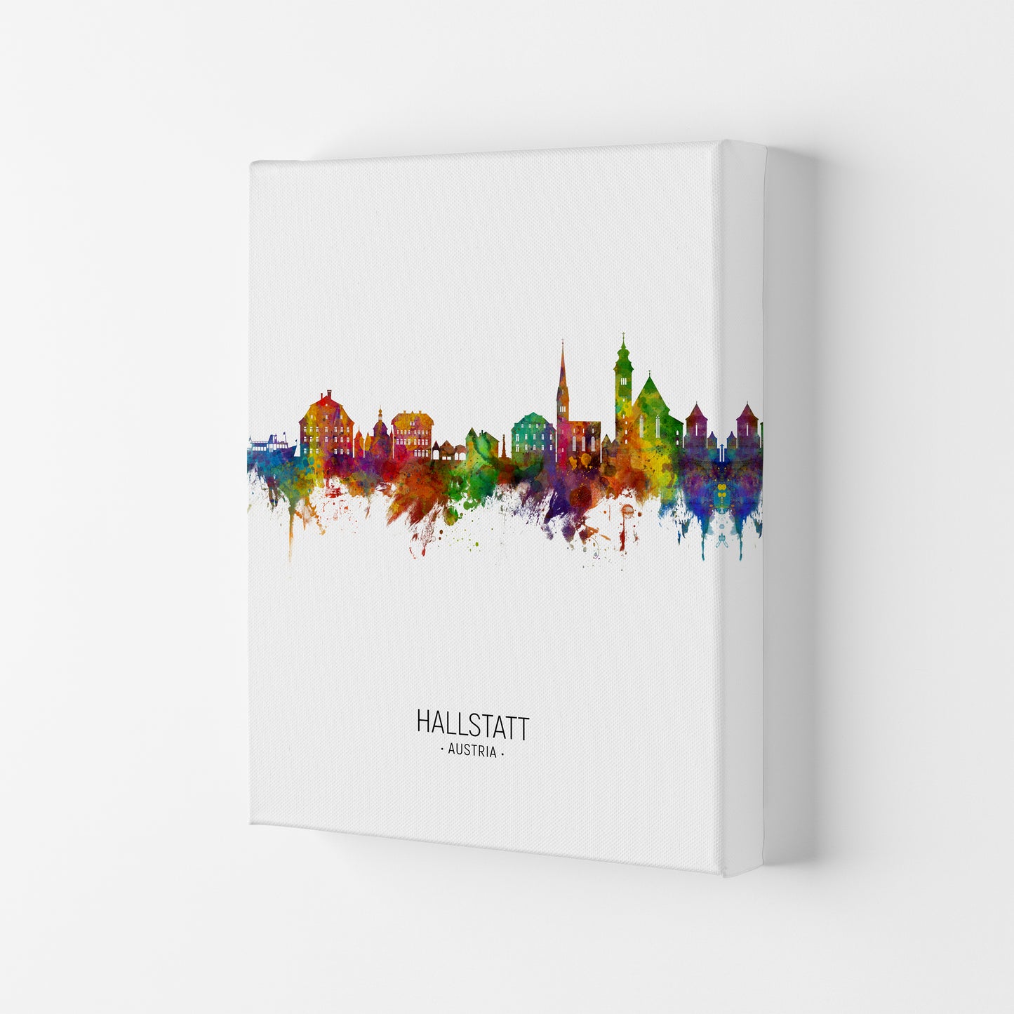 Hallstatt Austria Skyline Portrait Art Print by Michael Tompsett Canvas