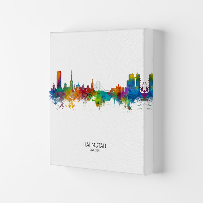 Halmstad Sweden Skyline Portrait Art Print by Michael Tompsett Canvas