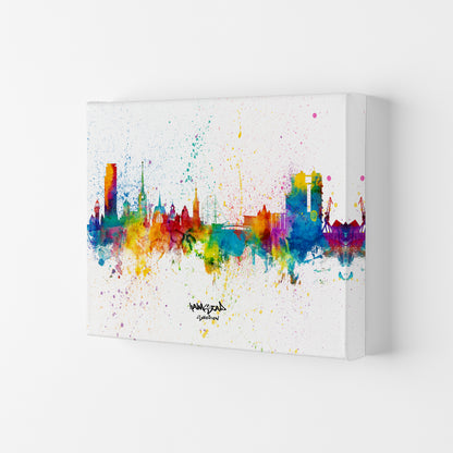 Halmstad Sweden Skyline Splash Art Print by Michael Tompsett Canvas