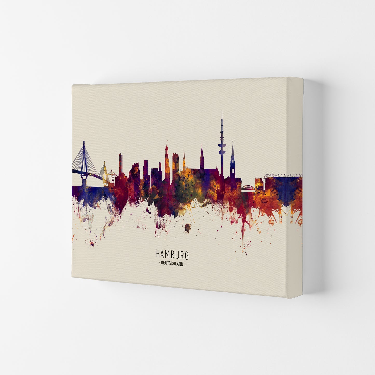 Hamburg Deutschland Skyline Autumn City Name Art Print by Michael Tompsett Canvas