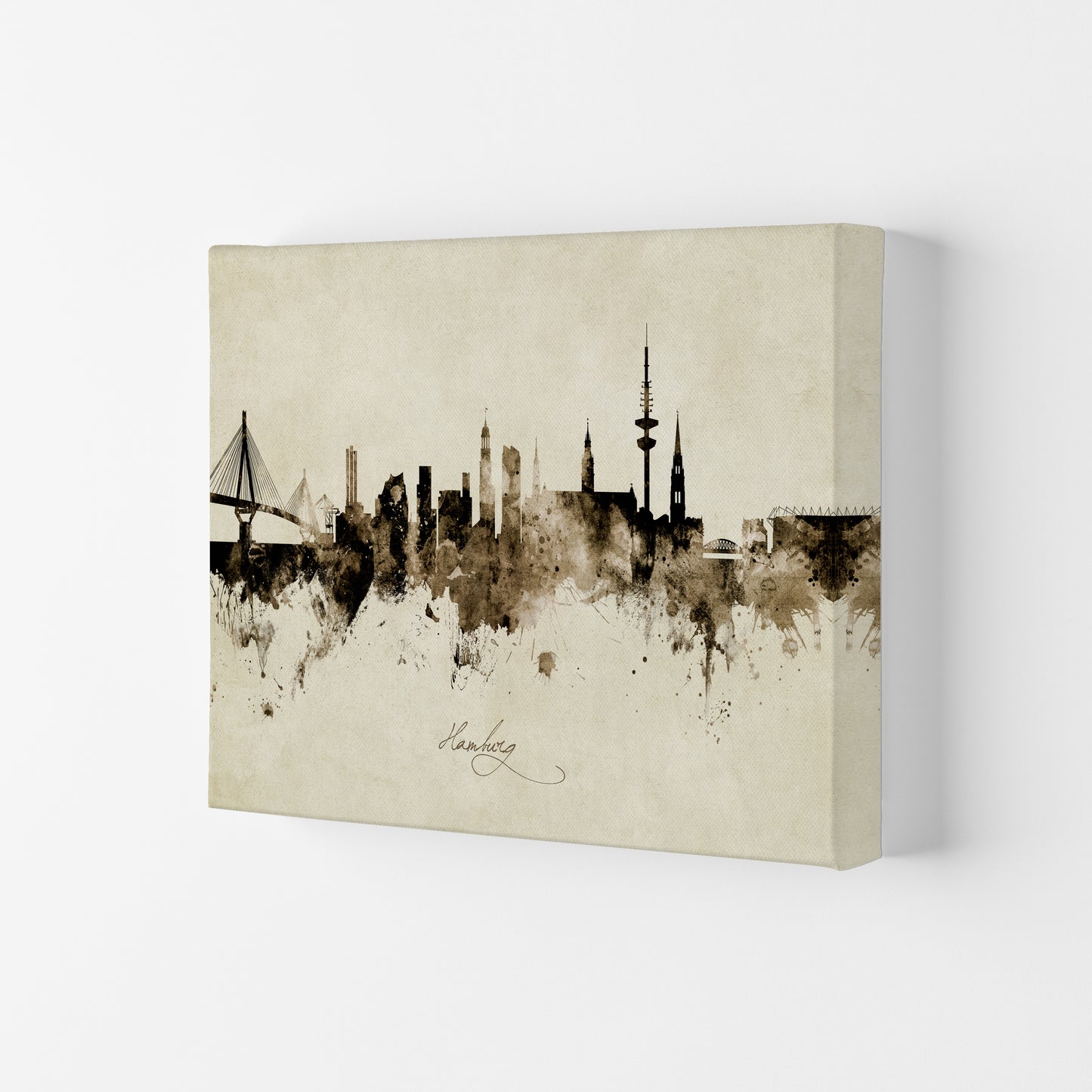 Hamburg Germany Skyline Vintage Art Print by Michael Tompsett Canvas