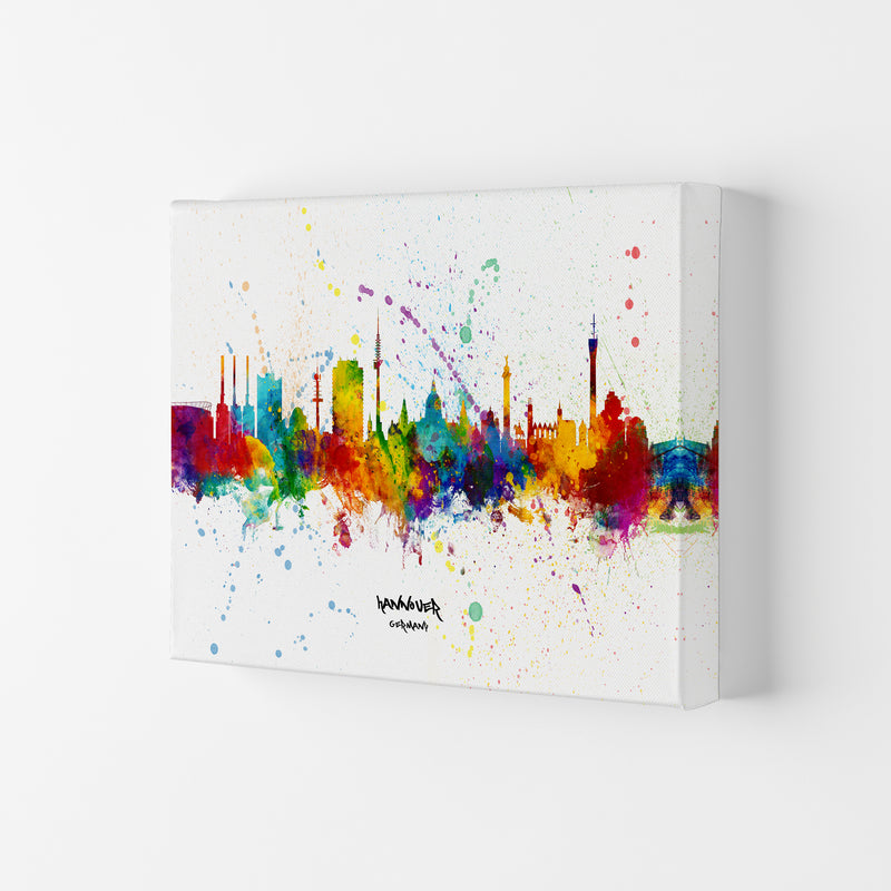 Hannover Germany Skyline Splash Art Print by Michael Tompsett Canvas