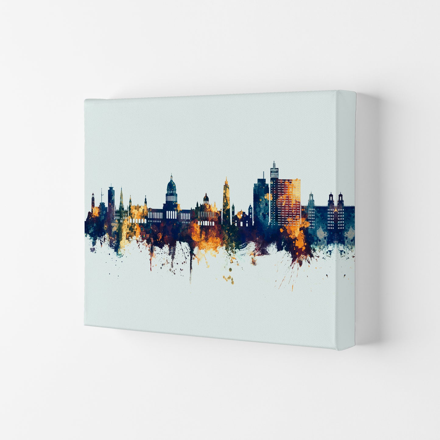 Havana Cuba Skyline Blue Orange Art Print by Michael Tompsett Canvas