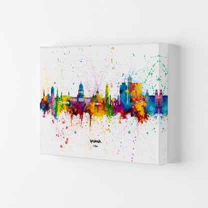 Havana Cuba Skyline Splash Art Print by Michael Tompsett Canvas