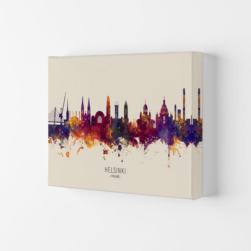 Helsinki Finland Skyline Autumn City Name Art Print by Michael Tompsett Canvas