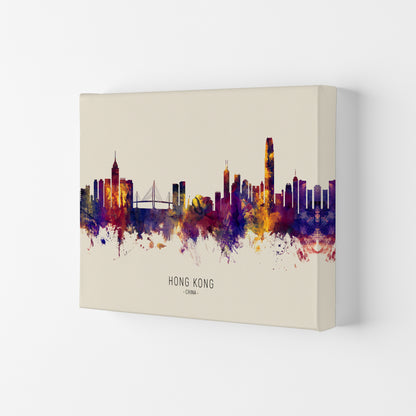 Hong Kong China Skyline Autumn City Name Art Print by Michael Tompsett Canvas