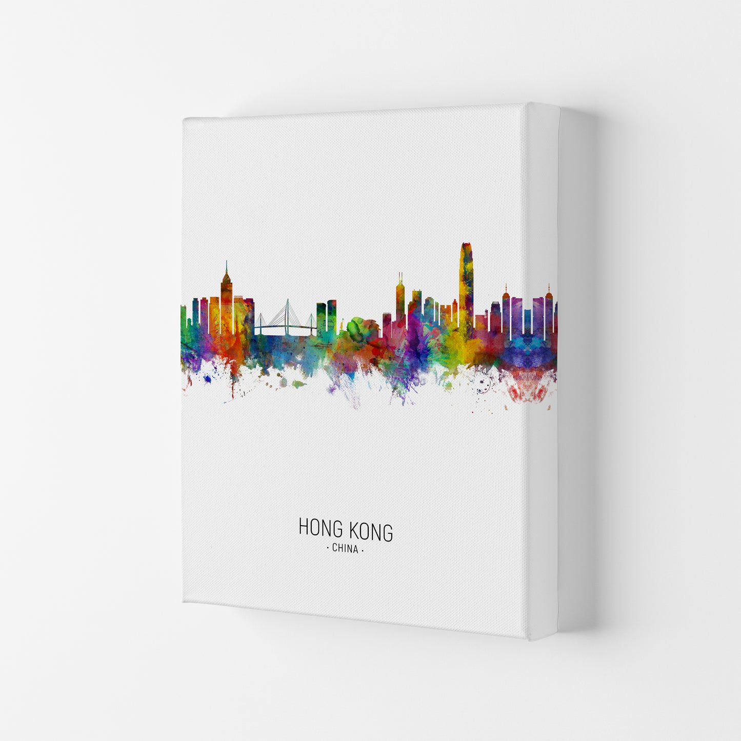 Hong Kong China Skyline Portrait Art Print by Michael Tompsett Canvas