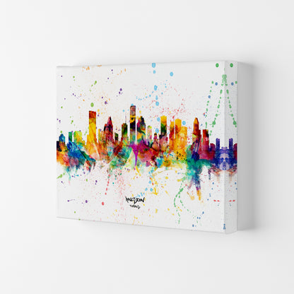 Houston Texas Skyline Splash Art Print by Michael Tompsett Canvas