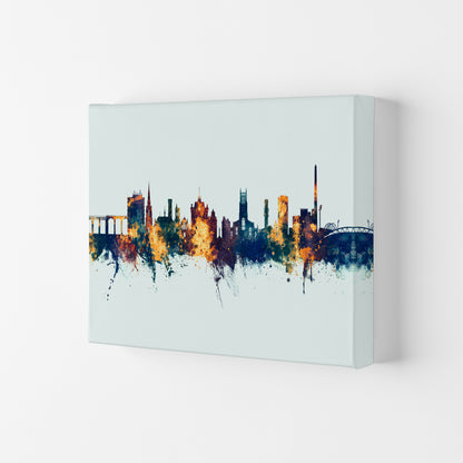 Huddersfield England Skyline Blue Orange Art Print by Michael Tompsett Canvas