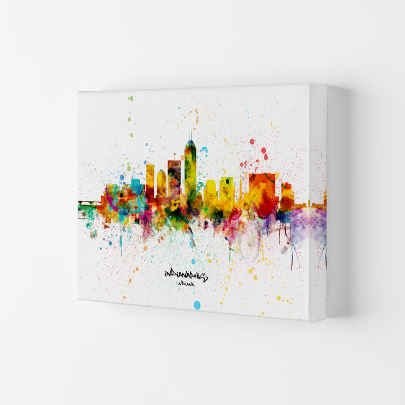 Indianapolis Indiana Skyline Splash Art Print by Michael Tompsett Canvas