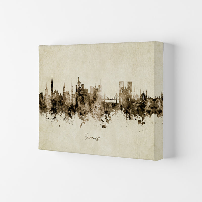 Inverness Scotland Skyline Vintage Art Print by Michael Tompsett Canvas