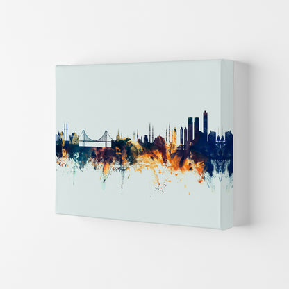 Istanbul Turkey Skyline Blue Orange Art Print by Michael Tompsett Canvas