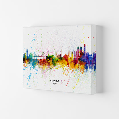Istanbul Turkey Skyline Splash Art Print by Michael Tompsett Canvas