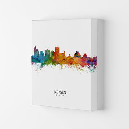 Jackson Mississippi Skyline Portrait Art Print by Michael Tompsett Canvas