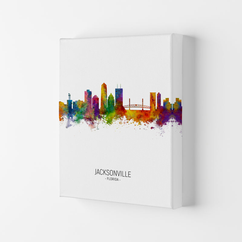 Jacksonville Florida Skyline Portrait Art Print by Michael Tompsett Canvas