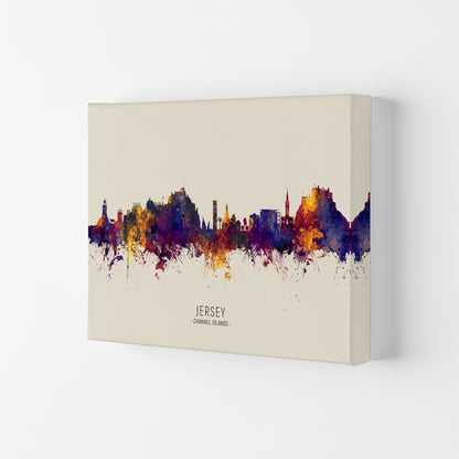 Jersey Channel Islands Skyline Autumn City Name Art Print by Michael Tompsett Canvas
