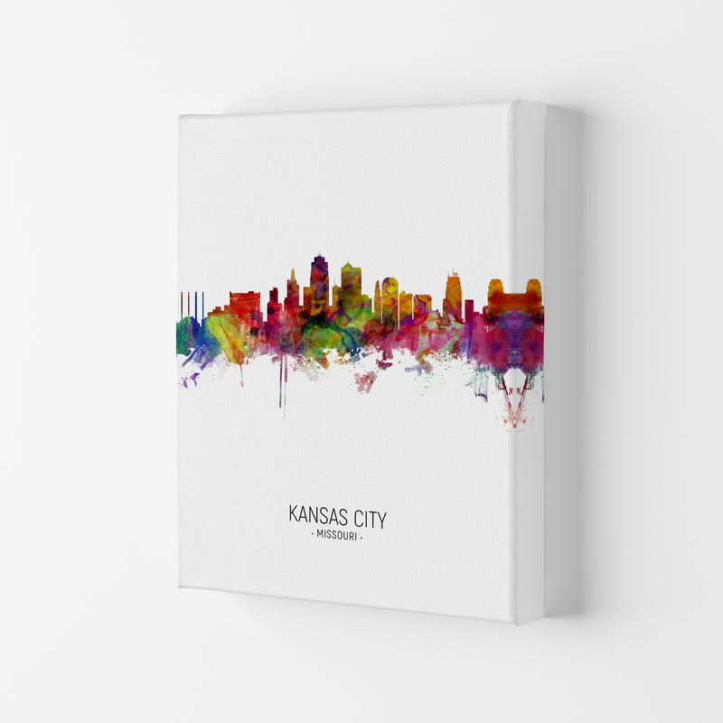 Kansas City Missouri Skyline Portrait Art Print by Michael Tompsett Canvas