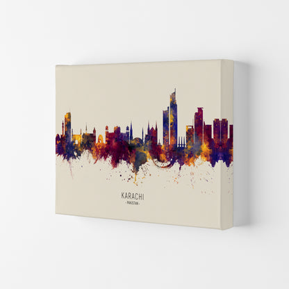 Karachi Pakistan Skyline Autumn City Name Art Print by Michael Tompsett Canvas