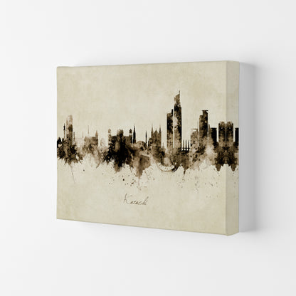 Karachi Pakistan Skyline Vintage Art Print by Michael Tompsett Canvas