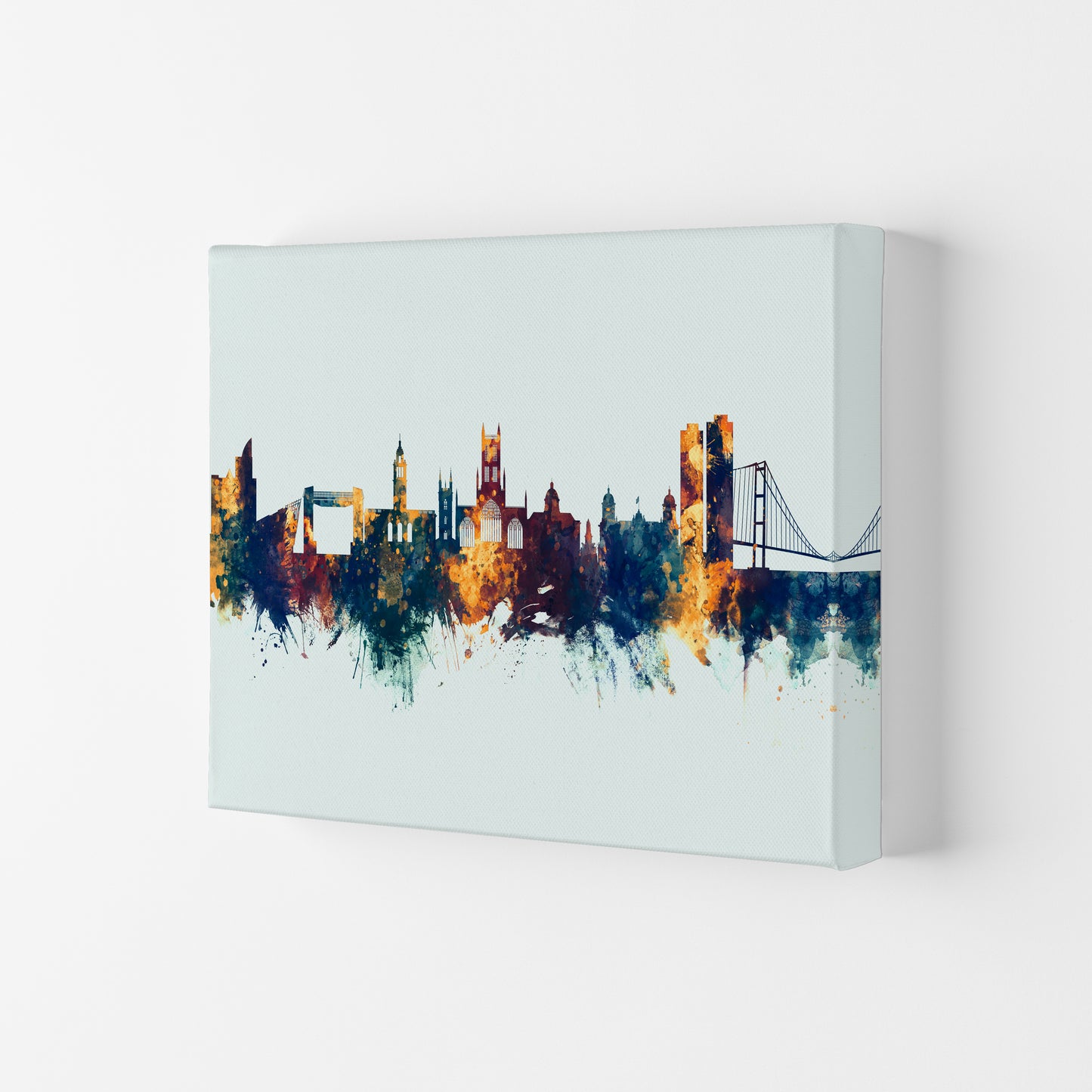 Kingston Upon Hull England Skyline Blue Orange Art Print by Michael Tompsett Canvas