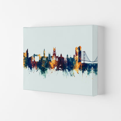 Kingston Upon Hull England Skyline Blue Orange Art Print by Michael Tompsett Canvas