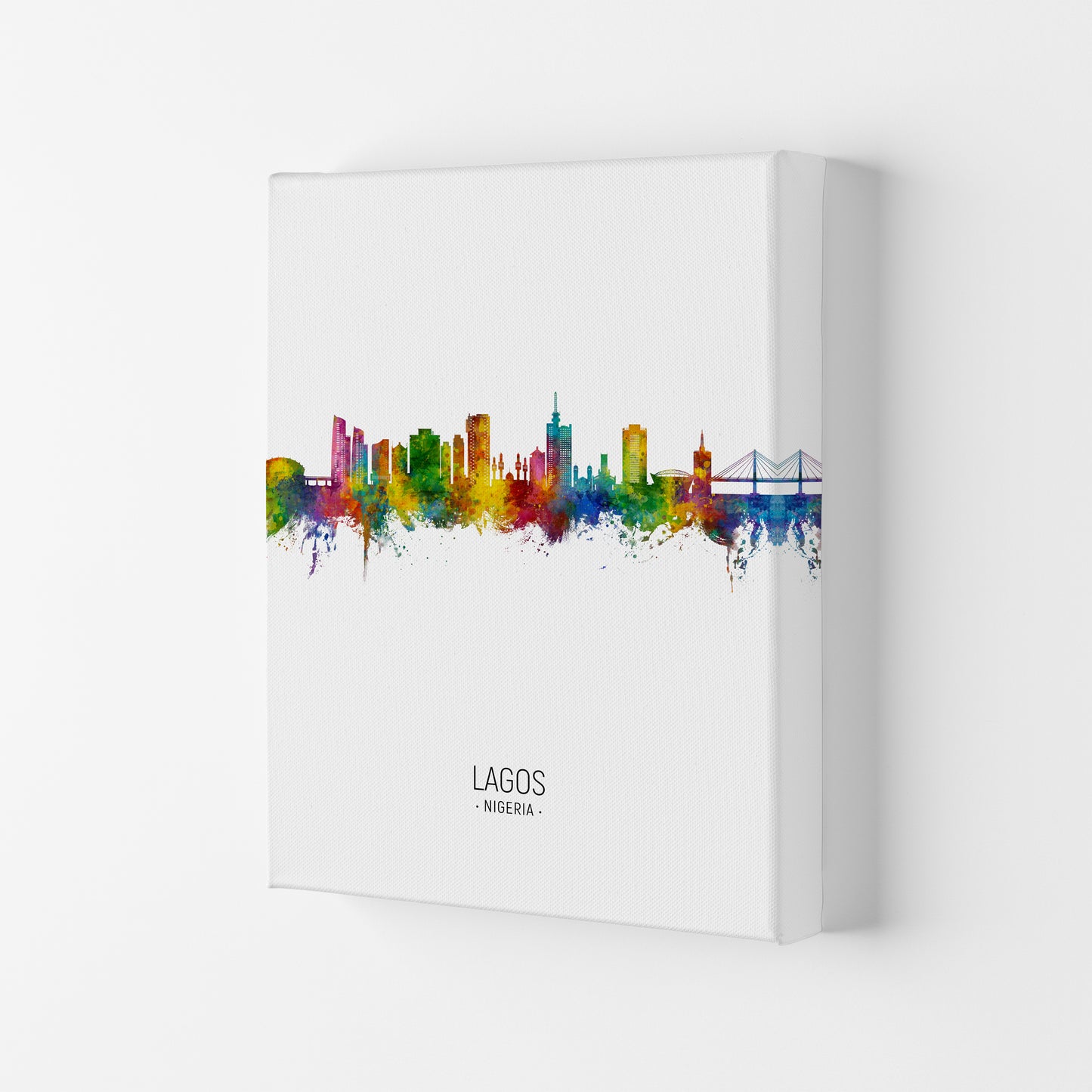 Lagos Nigeria Skyline Portrait Art Print by Michael Tompsett Canvas