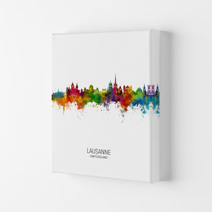 Lausanne Switzerland Skyline Portrait Art Print by Michael Tompsett Canvas