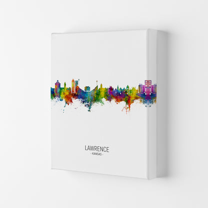 Lawrence Kansas Skyline Portrait Art Print by Michael Tompsett Canvas