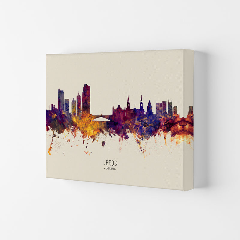 Leeds England Skyline Autumn City Name Art Print by Michael Tompsett Canvas
