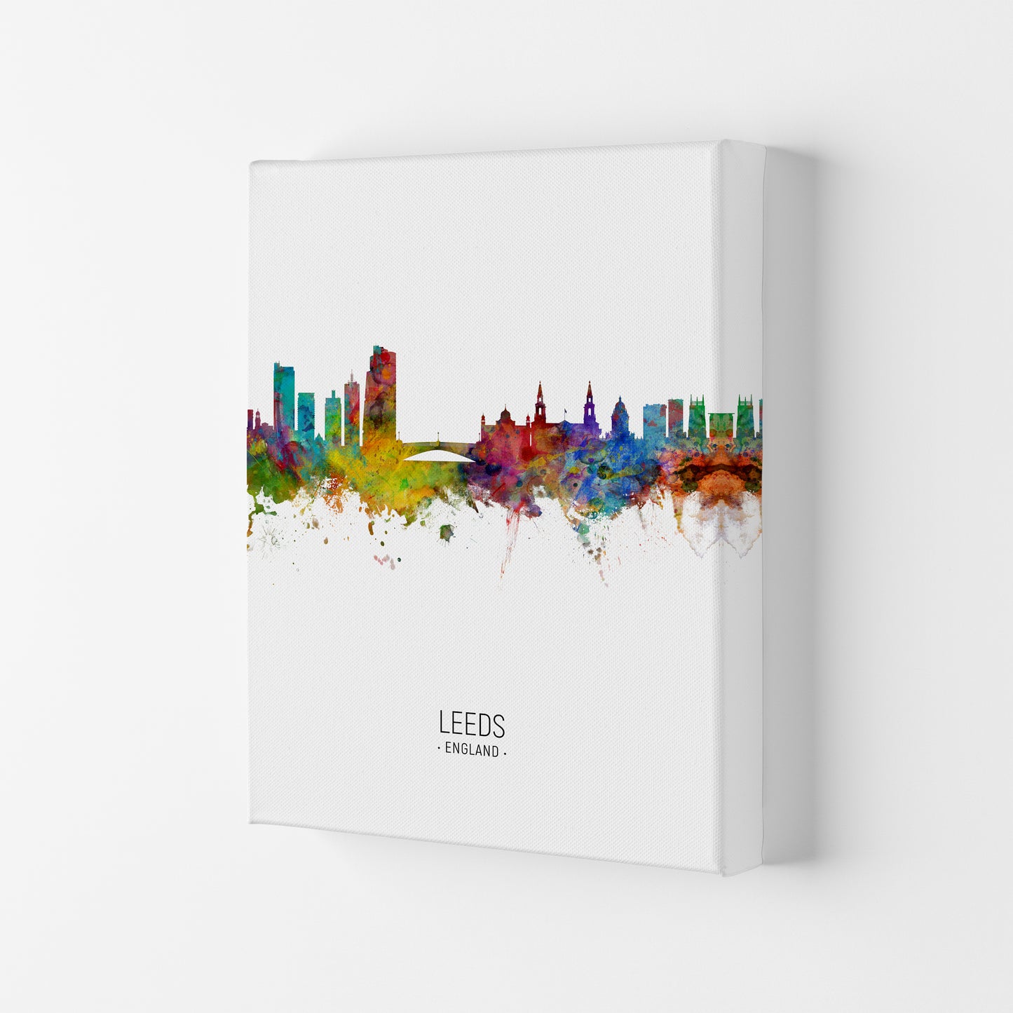 Leeds England Skyline Portrait Art Print by Michael Tompsett Canvas