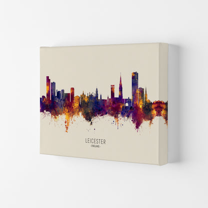 Leicester England Skyline Autumn City Name Art Print by Michael Tompsett Canvas
