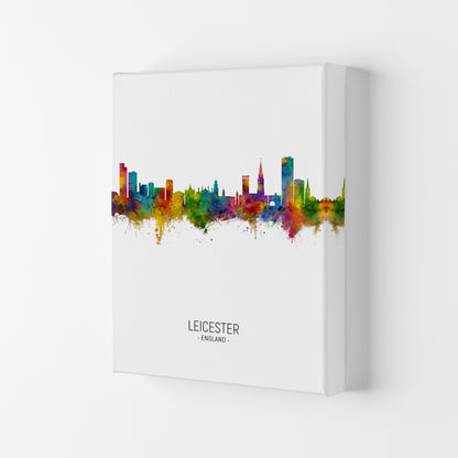 Leicester England Skyline Portrait Art Print by Michael Tompsett Canvas